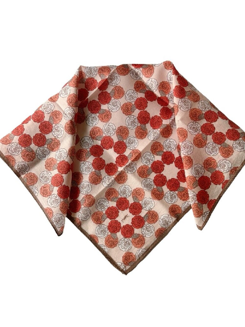 Vintage Yves Saint Laurent Rose Print Cotton Scarf
